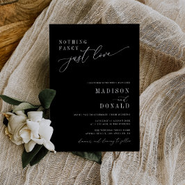 Invitación nada de boda negro de guión blanco elegante