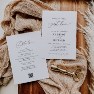 Invitación nada de fantasía solo ama al boda blanco y negro