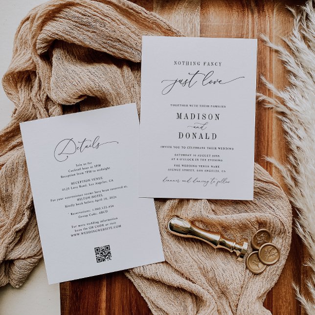 Invitación nada de fantasía solo ama al boda blanco y negro (Subido por el creador)