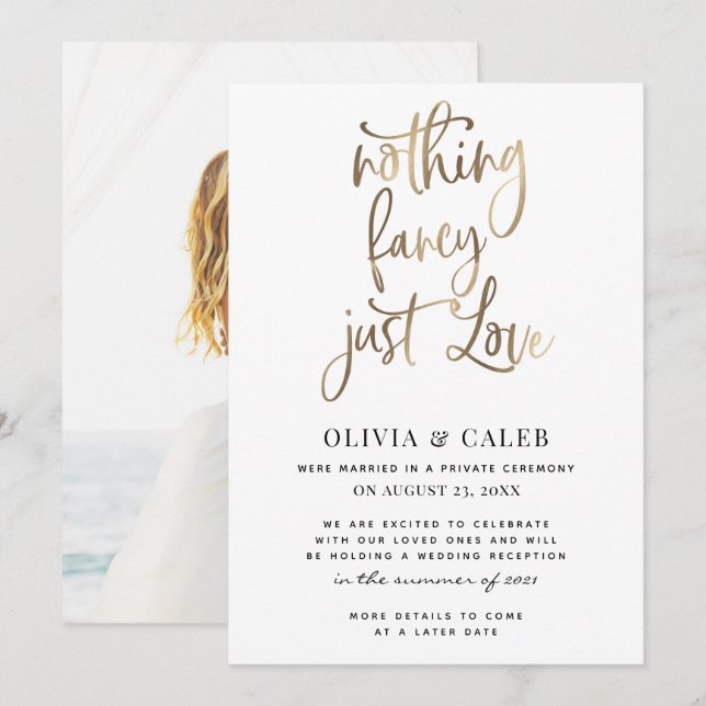 Invitación Nada de fantasía sólo amar salvar la fecha de rece (Anverso / Reverso)