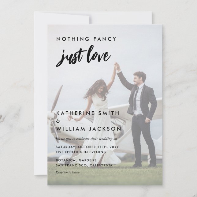 Invitación Nada de fantasía sólo amor foto todo en un Boda (Anverso)
