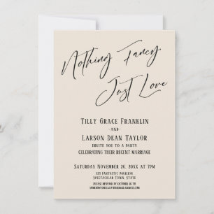 Invitación Nada de lujos, solo amor Tipografía elegante Crema