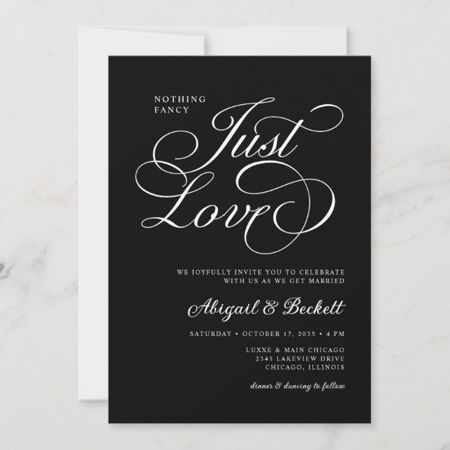 Invitación Nada De Nada Fancy Just Love Boda (Anverso)