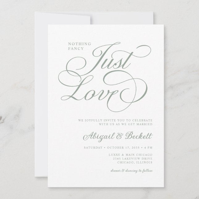 Invitación Nada De Nada Fancy Just Love Boda (Anverso)