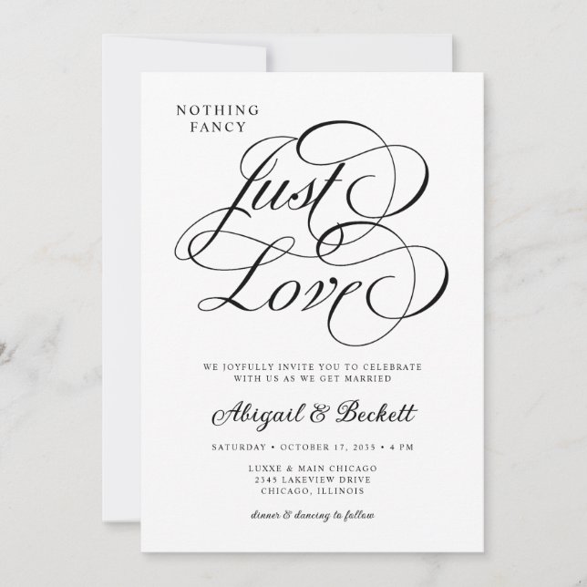 Invitación Nada De Nada Fancy Just Love Boda (Anverso)
