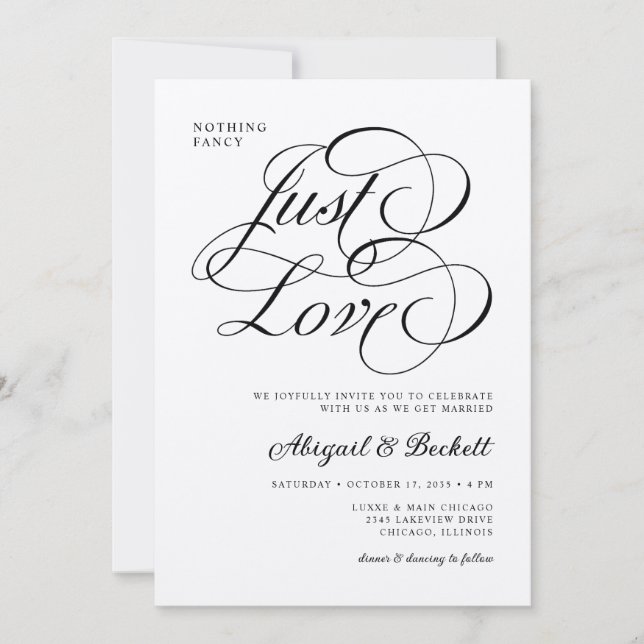 Invitación Nada De Nada Fancy Just Love Boda (Anverso)