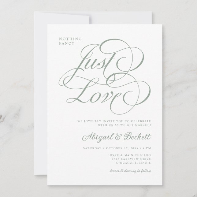 Invitación Nada De Nada Fancy Just Love Boda (Anverso)