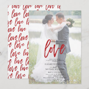 Invitación Nada Elegante Rojo Casual Foto Vellum Boda