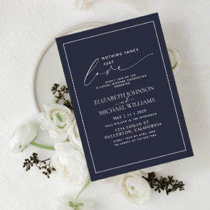Invitación Nada Elegante Solo Amor Azul Marino Bodas Informal