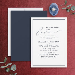 Invitación Nada Elegante Solo Amor Azul Marino Bodas Informal