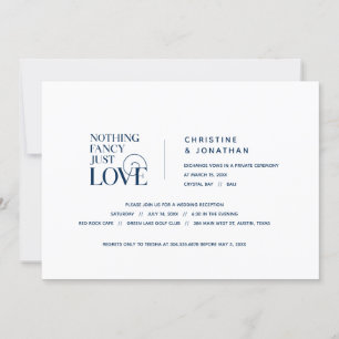 Invitación Nada elegante, solo amor, azul marino, fuga