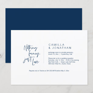 Invitación Nada Elegante, Solo Amor, Azul Marino, Huida