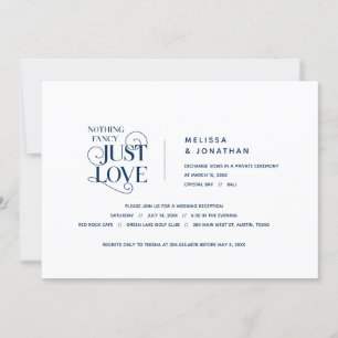 Invitación Nada Elegante, Solo Amor, Azul Marino, Huida de Bo