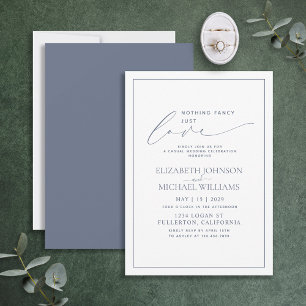 Invitación Nada Elegante Solo Amor Azul Polvoriento Bodas Inf