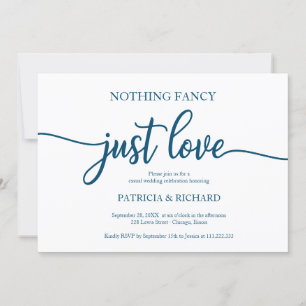 Invitación Nada Elegante Solo Amor Boda Casual Azul Oceánico