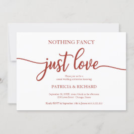Invitación Nada Elegante Solo Amor Boda Casual Terracota