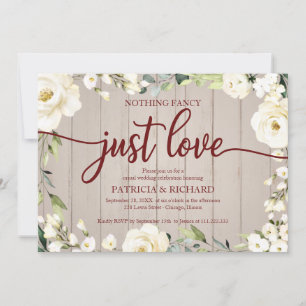 Invitación Nada Elegante Solo Amor Boda Floral Blanco