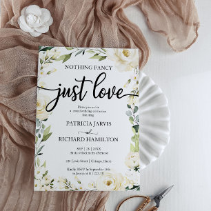 Invitación Nada Elegante Solo Amor Boda Floral Blanco Crema