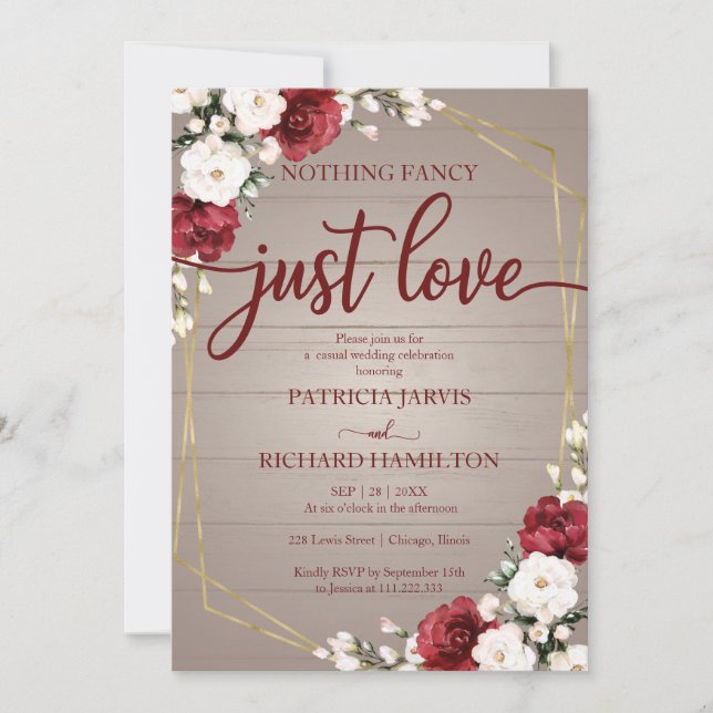Invitación Nada Elegante Solo Amor Boda Geométrico Rústico (Anverso)