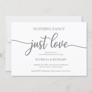 Invitación Nada Elegante Solo Amor Boda Informal Gris Oscuro