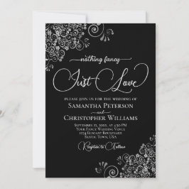 Invitación Nada Elegante Solo Amor Boda Negra y Plateada