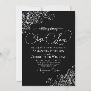 Invitación Nada Elegante Solo Amor Boda Negra y Plateada
