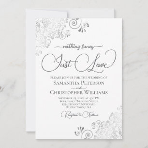 Invitación Nada Elegante Solo Amor Boda Plata y Blanco
