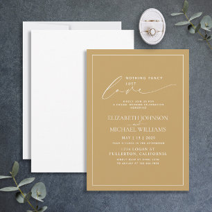 Invitación Nada Elegante Solo Amor Bodas Informales Doradas