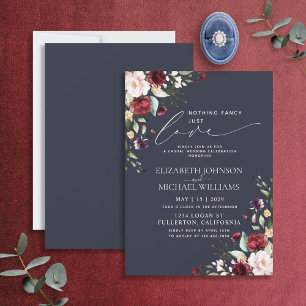 Invitación Nada Elegante Solo Amor Borgoña Rubor Azul Marino