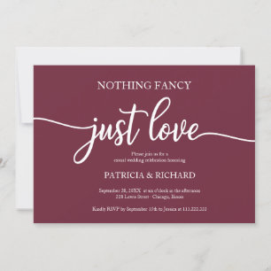 Invitación Nada Elegante Solo Amor Casual Boda Borgoña