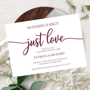 Invitación Nada Elegante Solo Amor Casual Boda Borgoña