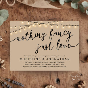 Invitación Nada Elegante, Solo Amor, Cena de Boda Rústica