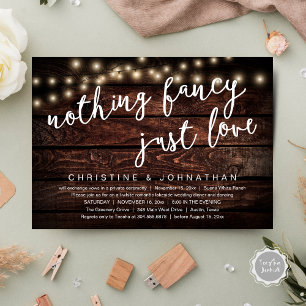 Invitación Nada Elegante, Solo Amor Cena de Boda Rústica