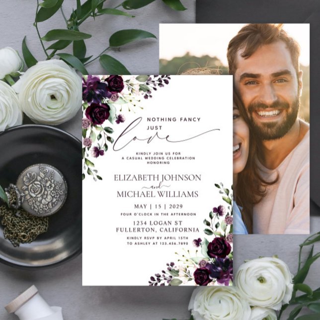 Invitación Nada Elegante Solo Amor Ciruela Púrpura Casual Fot (Subido por el creador)