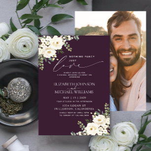 Invitación Nada Elegante Solo Amor Ciruela Púrpura Foto Boda