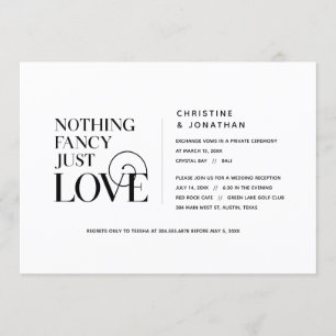 Invitación Nada Elegante, Solo Amor, Elegante Negro, Huida