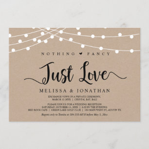 Invitación Nada Elegante, Solo Amor, Elopamiento con Luces de