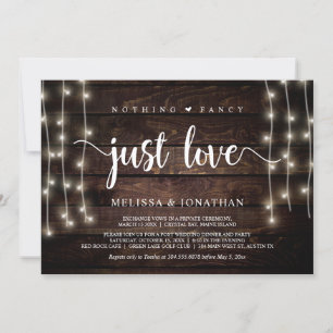Invitación Nada Elegante, Solo Amor, Elopamiento con Luces de
