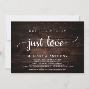 Invitación Nada Elegante Solo Amor, Elopamiento de Boda Rústi
