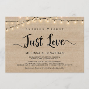 Invitación Nada Elegante, Solo Amor, Elopement con Luces de C