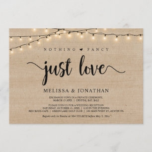 Invitación Nada Elegante, Solo Amor, Elopement de Luces de Cu