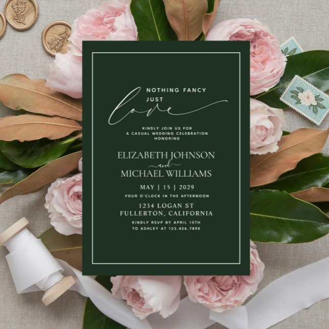 Invitación Nada Elegante Solo Amor Esmeralda Casual Boda (Subido por el creador)