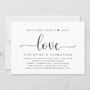 Invitación Nada Elegante Solo Amor, Fiesta de Boda Fugaz