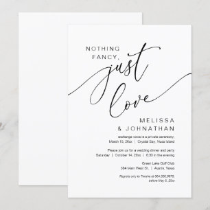 Invitación Nada Elegante, Solo Amor, Fiesta de Boda Fugaz