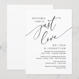 Invitación Nada Elegante, Solo Amor, Fiesta de Boda Intima