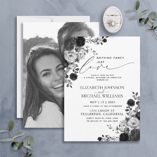Invitación Nada Elegante Solo Amor Foto Negra Boda