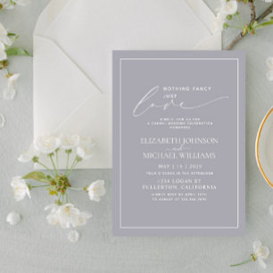 Invitación Nada Elegante Solo Amor Gris Casual Boda