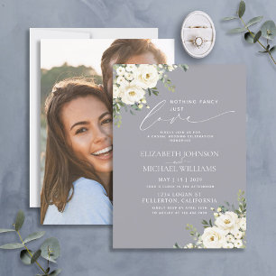 Invitación Nada Elegante Solo Amor Gris Claro Foto Boda