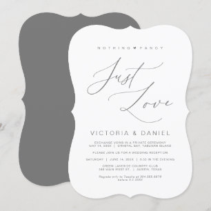 Invitación Nada Elegante Solo Amor, Gris Oscuro, Boda Fugaz