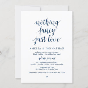 Invitación Nada Elegante Solo Amor, Huida, Azul Marino
